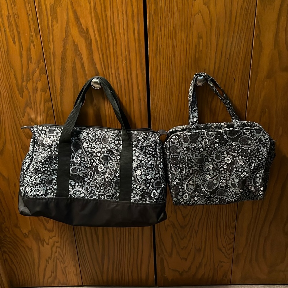 Black and White Paisley Bag, 2 piece Travel